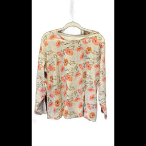 Croft & Barrow Blouse Plus Size 2X Top Tan Peach Floral T Shirt‎ 100% Cotton